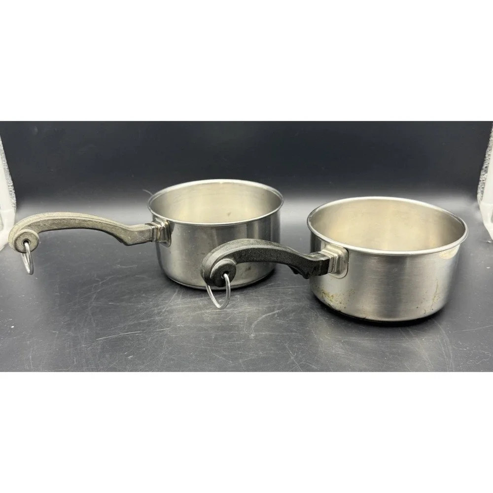 Farberware Stainless Steel 1 Qt Saucepan Lot of 2 Made in USA No Lids